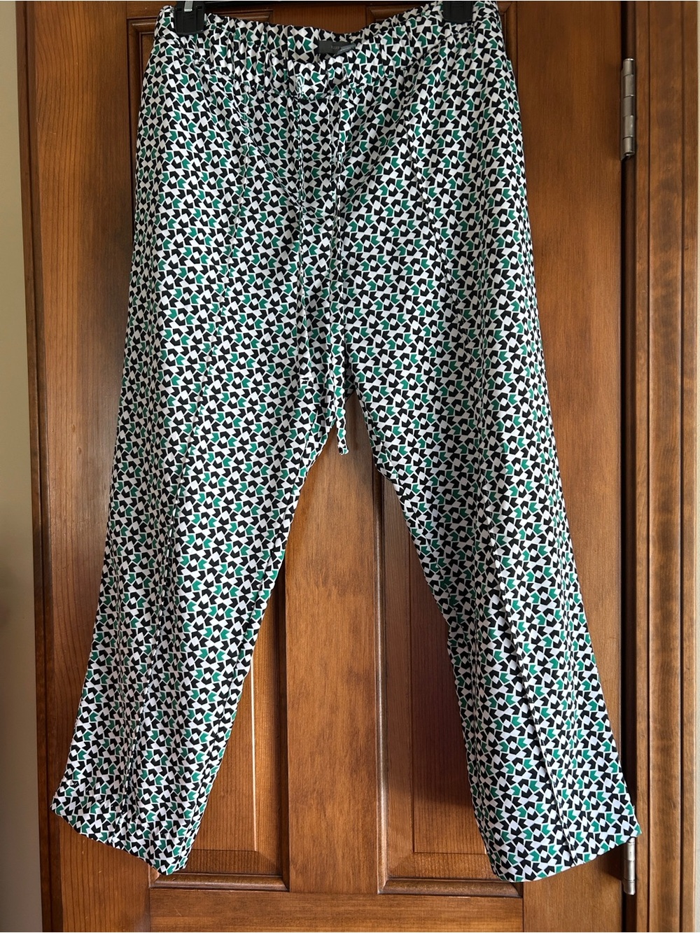 Women’s Casual Drawstring Pants in White and Green